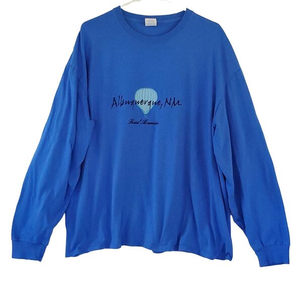 Albuquerque NM Long Sleeve T Shirt 2XL Blue Script Tourist Balloon Knit Stretch - Picture 1 of 9